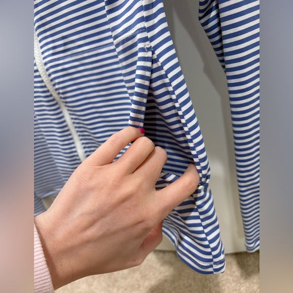 Tommy Bahama Breaker Bay Stripe Rashguard Size S Blue and White Hoodie ZipUp - Picture 5 of 7
